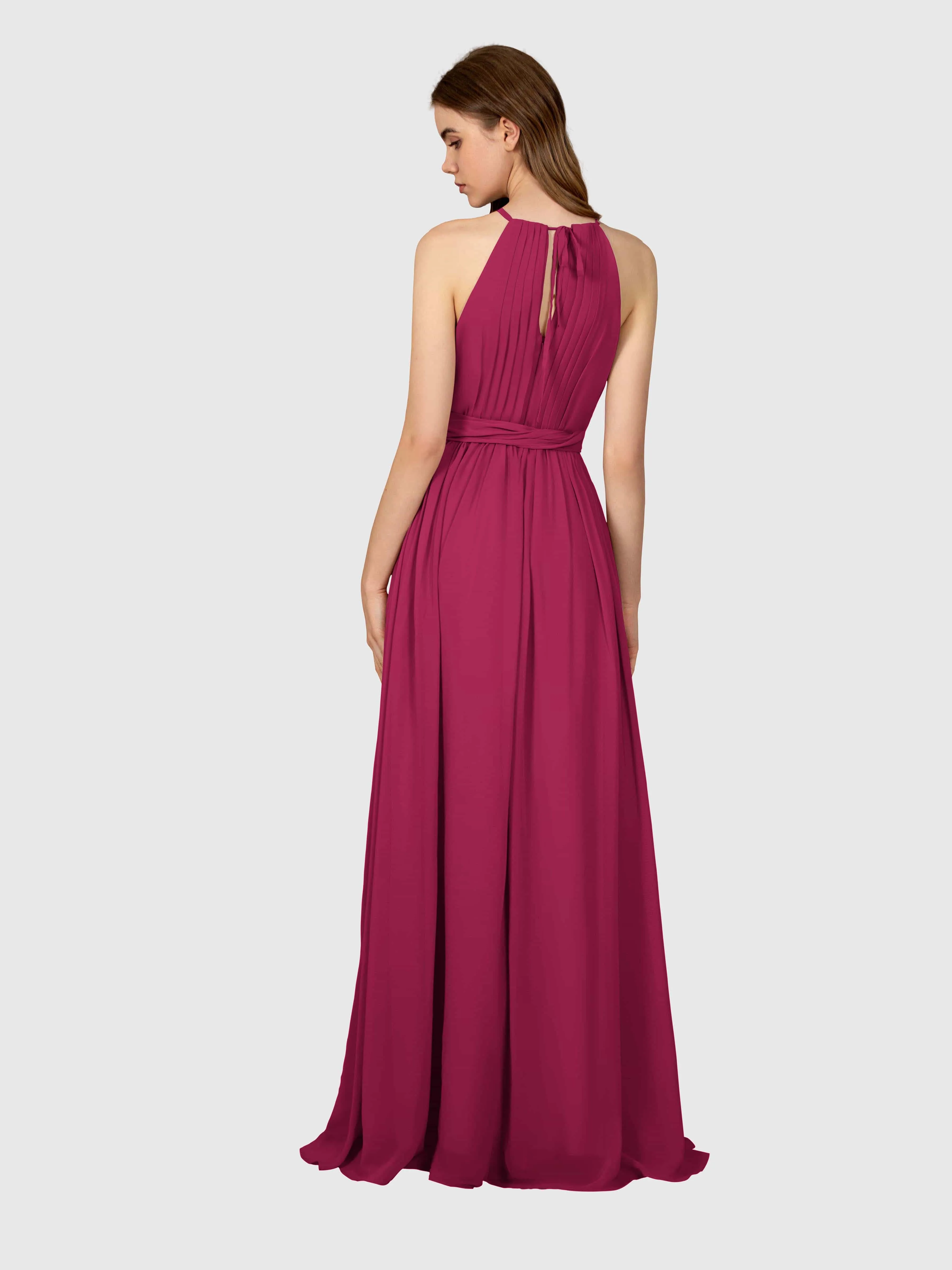 Emma Flowy Sleeveless Halter Chiffon Bridesmaid Dresses