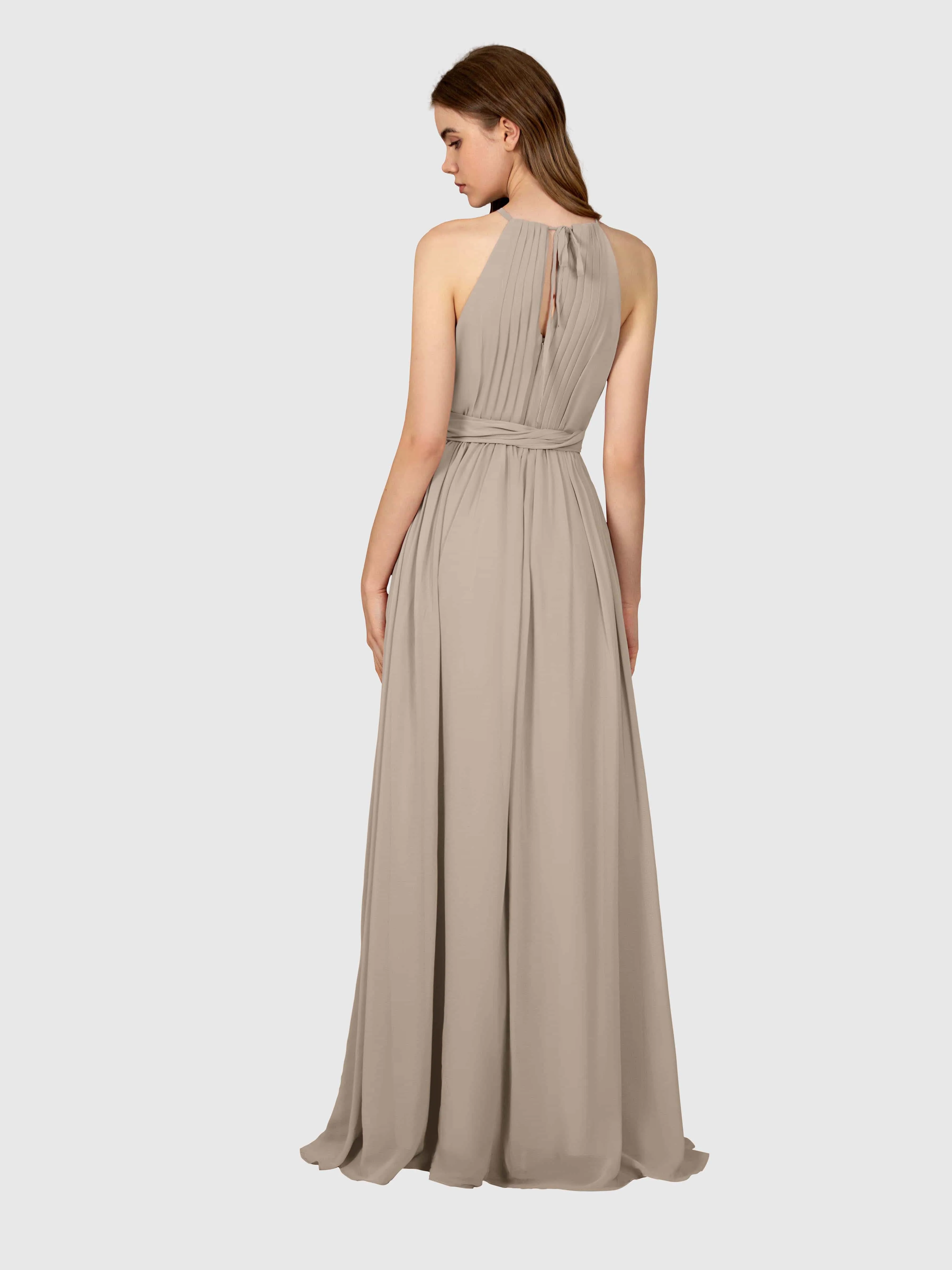Emma Flowy Sleeveless Halter Chiffon Bridesmaid Dresses