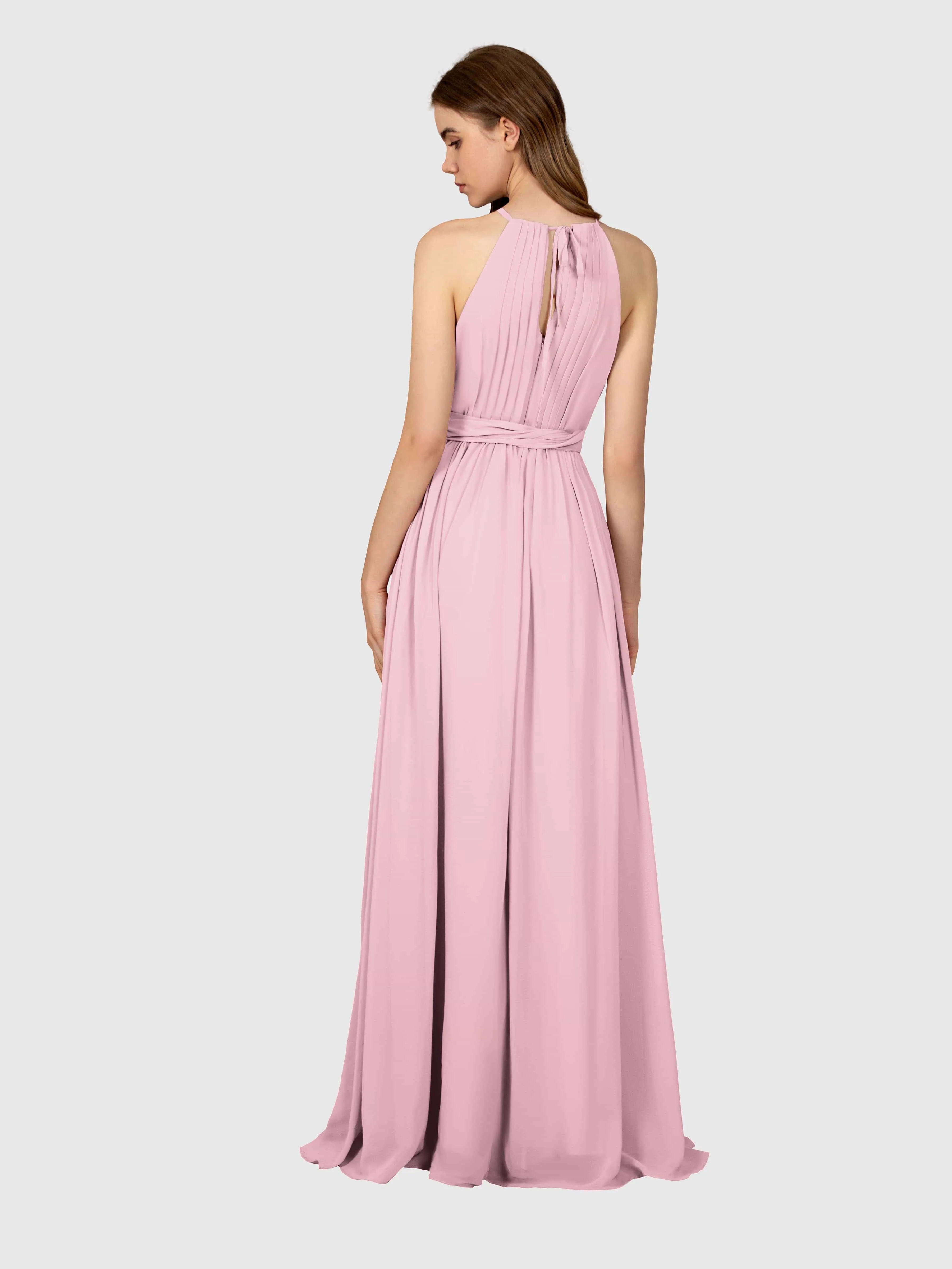 Emma Flowy Sleeveless Halter Chiffon Bridesmaid Dresses