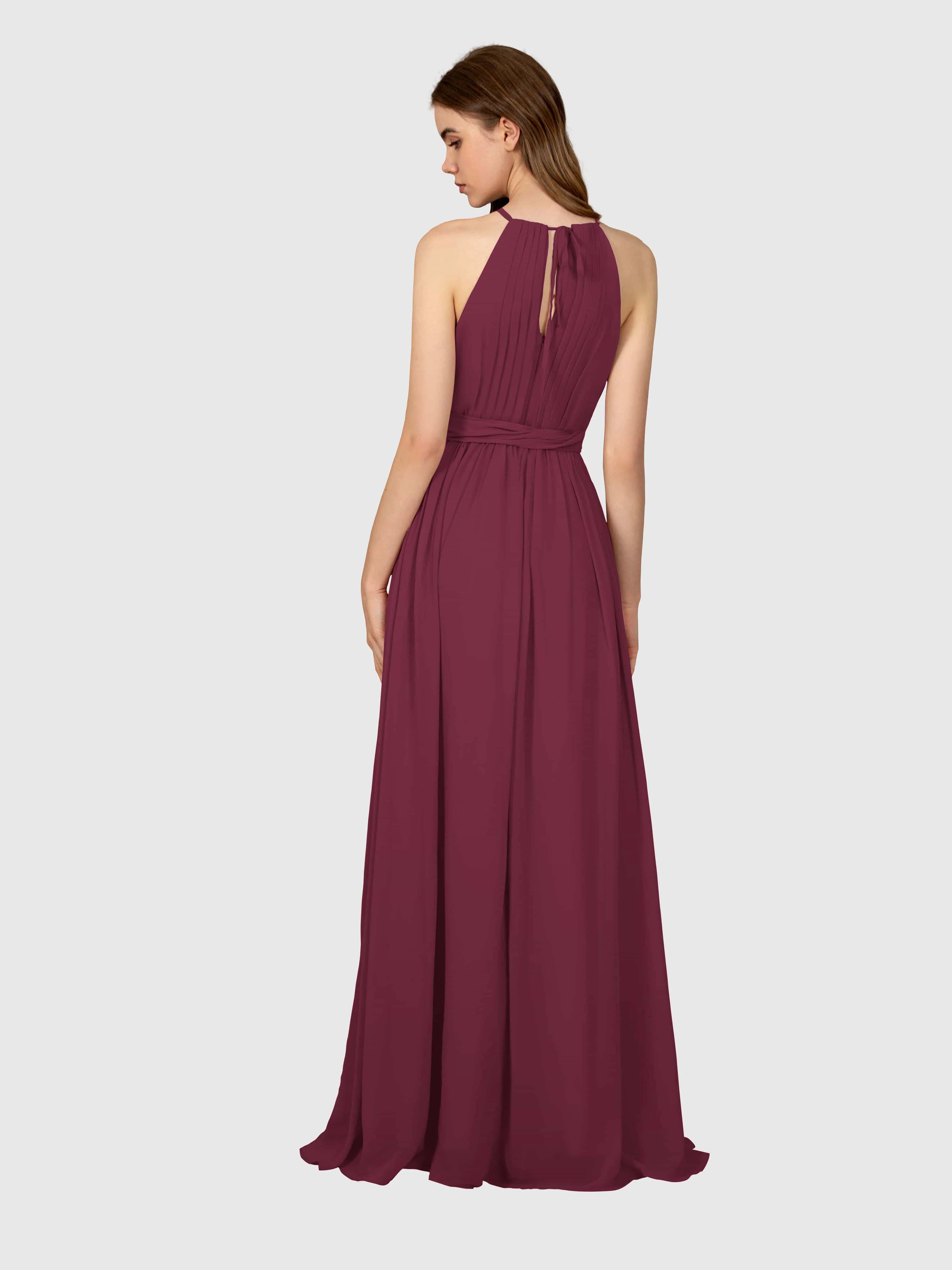 Emma Flowy Sleeveless Halter Chiffon Bridesmaid Dresses