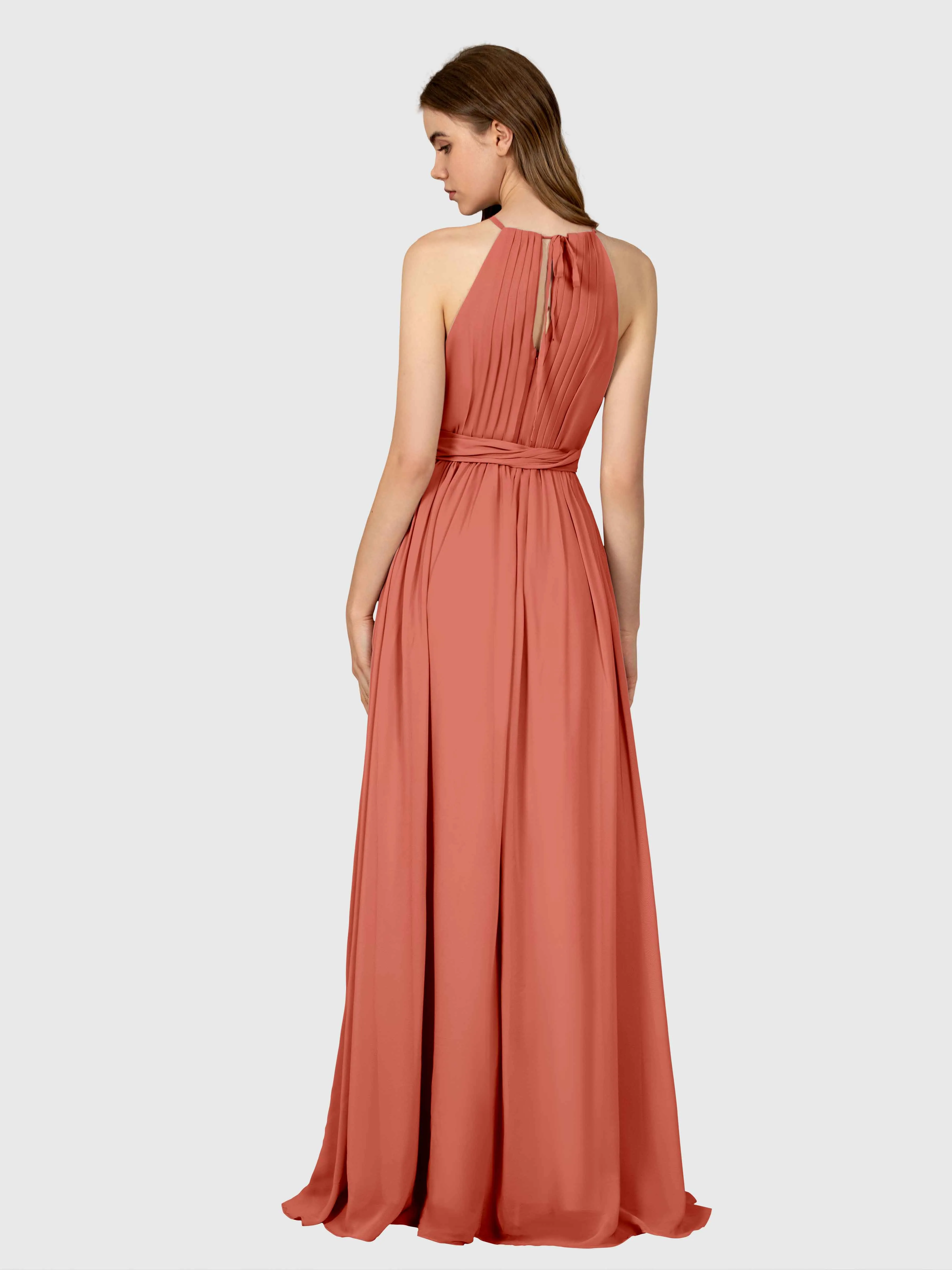 Emma Flowy Sleeveless Halter Chiffon Bridesmaid Dresses