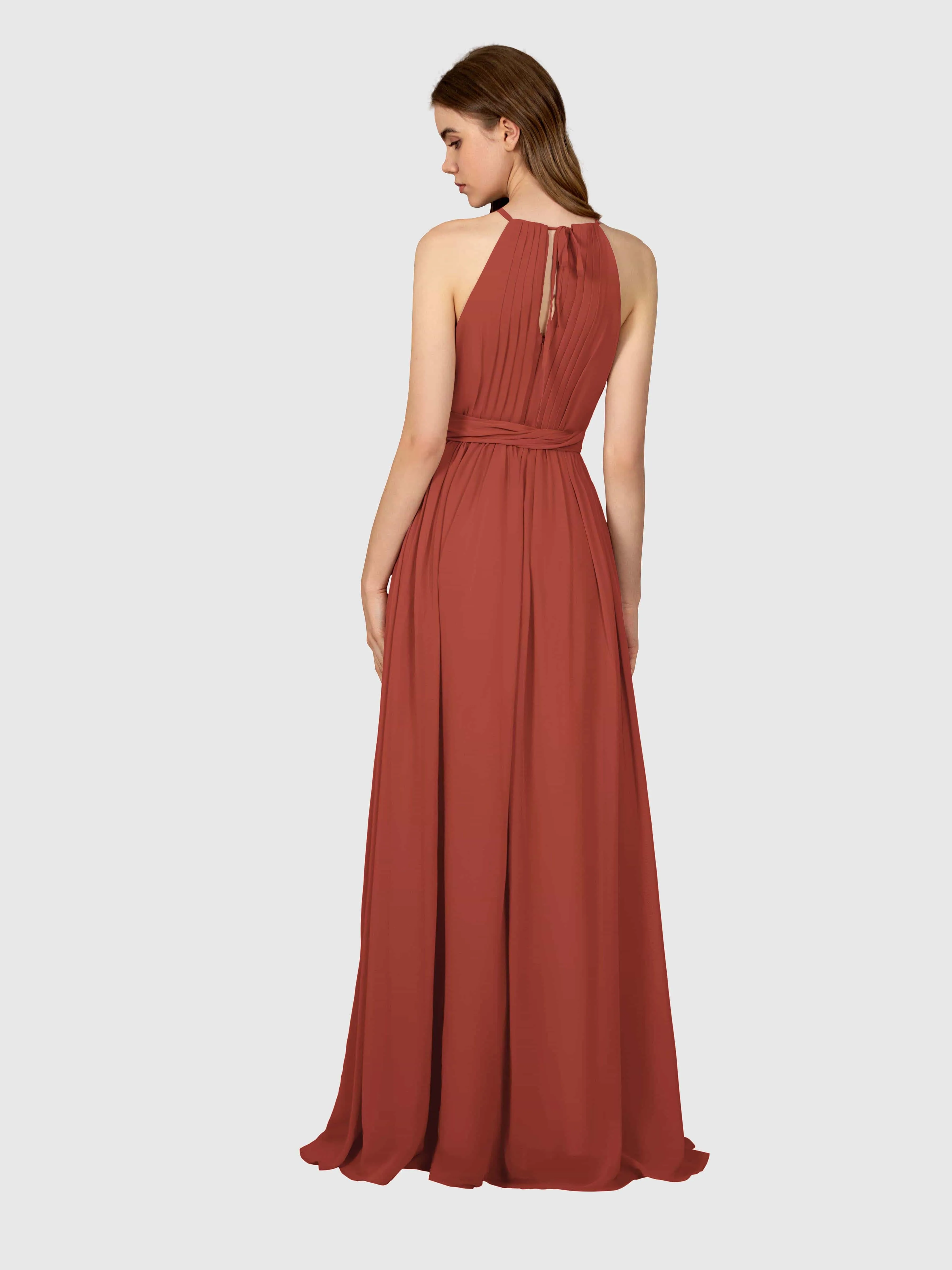 Emma Flowy Sleeveless Halter Chiffon Bridesmaid Dresses