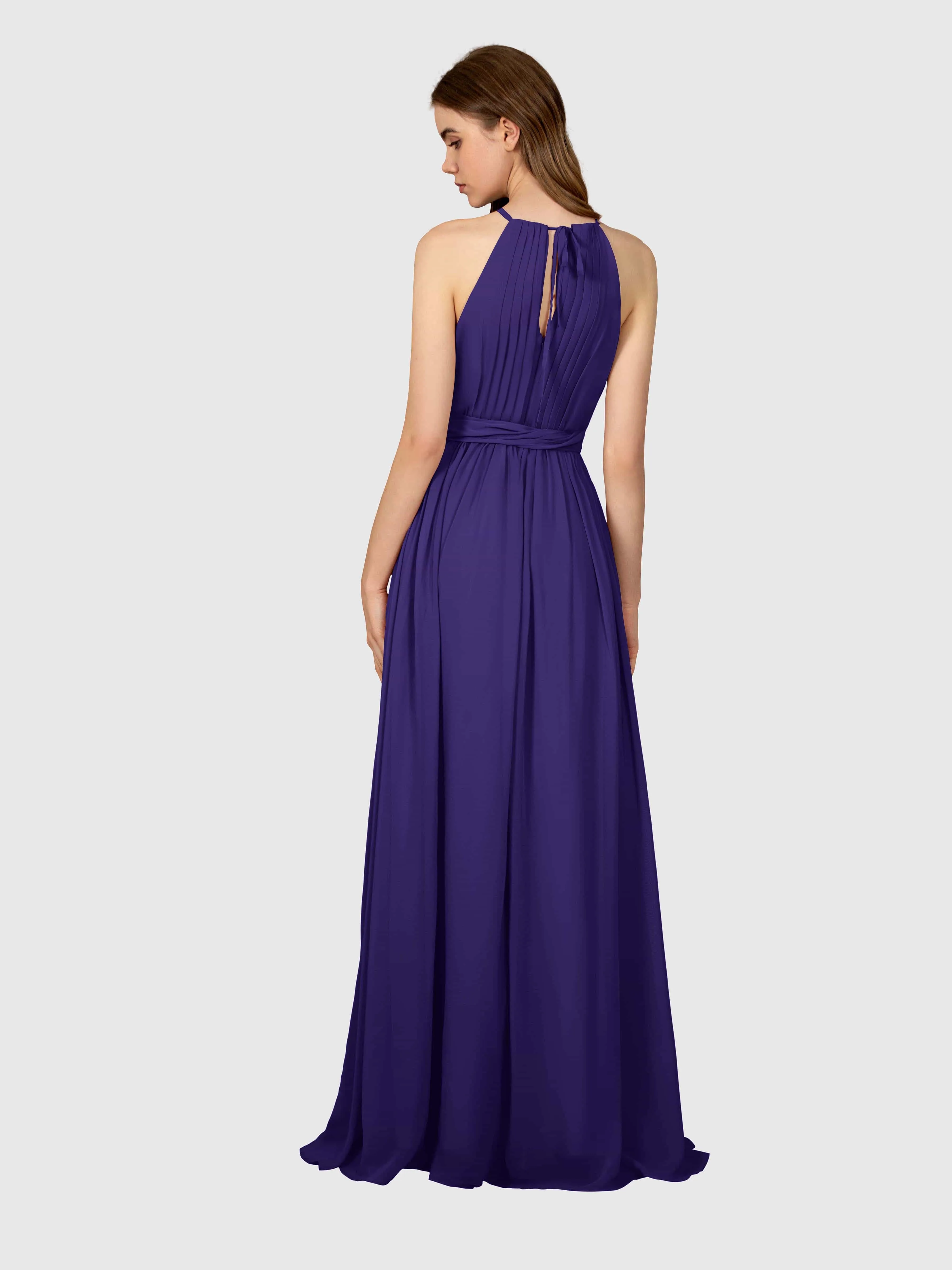 Emma Flowy Sleeveless Halter Chiffon Bridesmaid Dresses