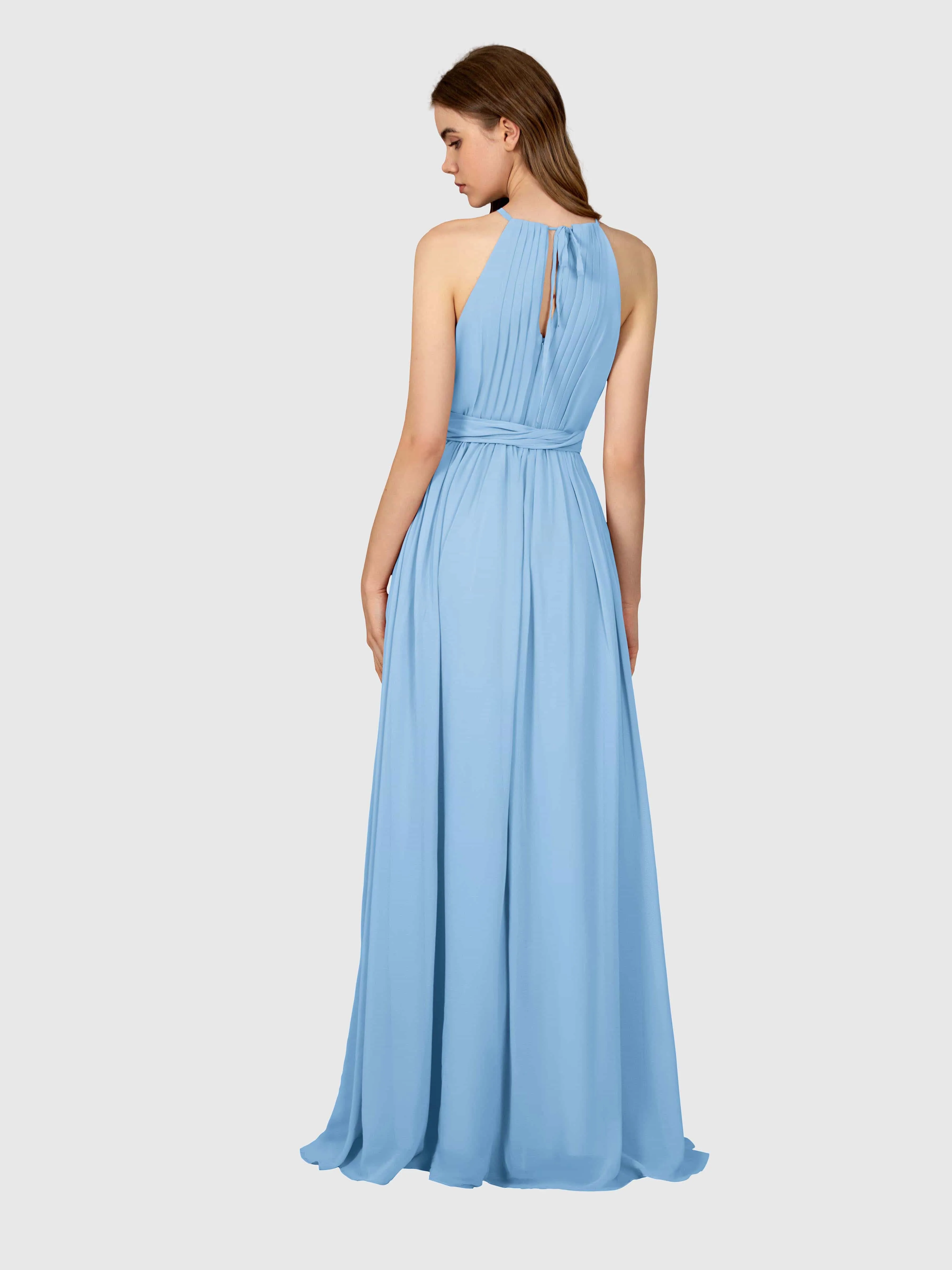 Emma Flowy Sleeveless Halter Chiffon Bridesmaid Dresses