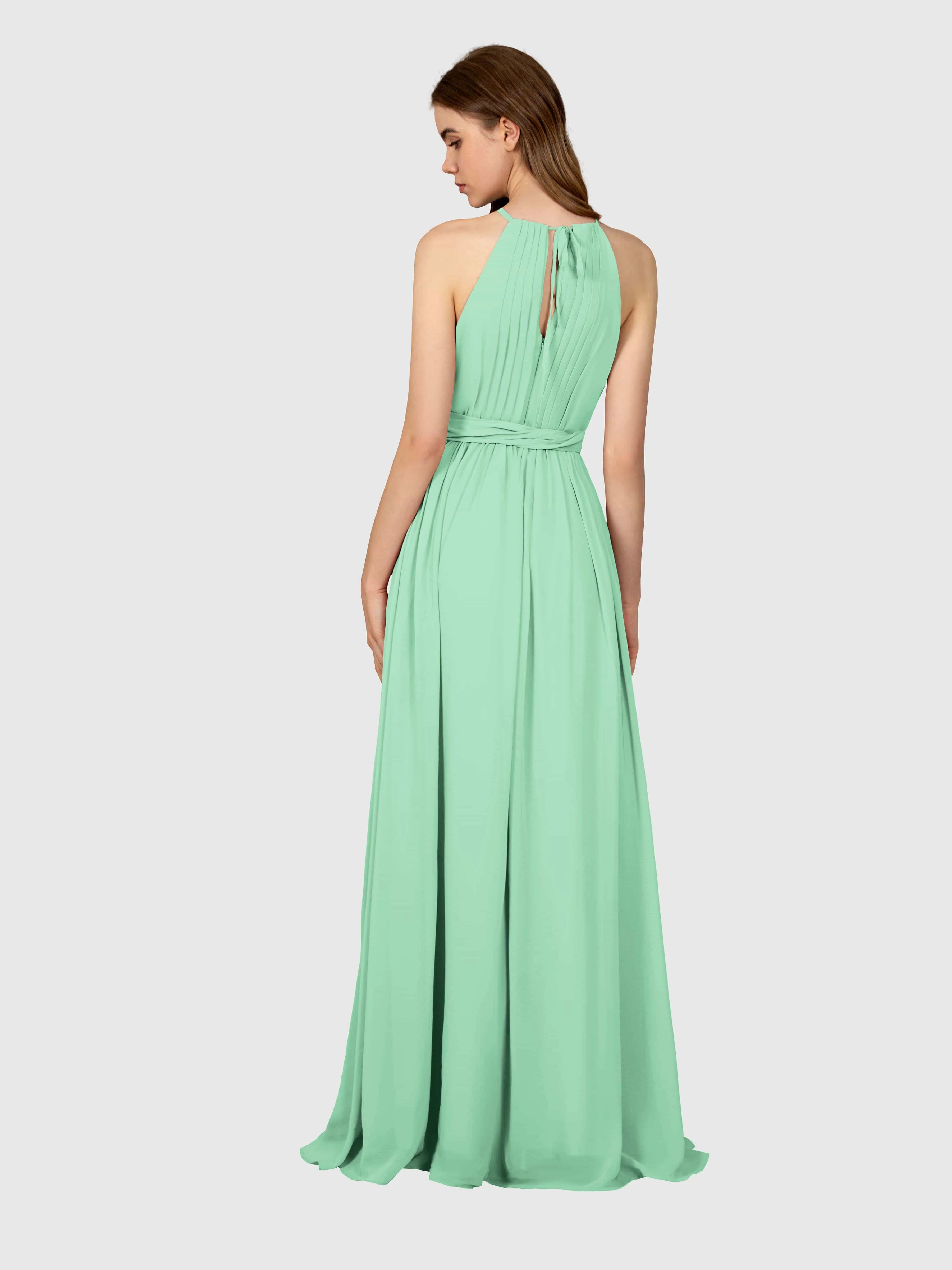 Emma Flowy Sleeveless Halter Chiffon Bridesmaid Dresses