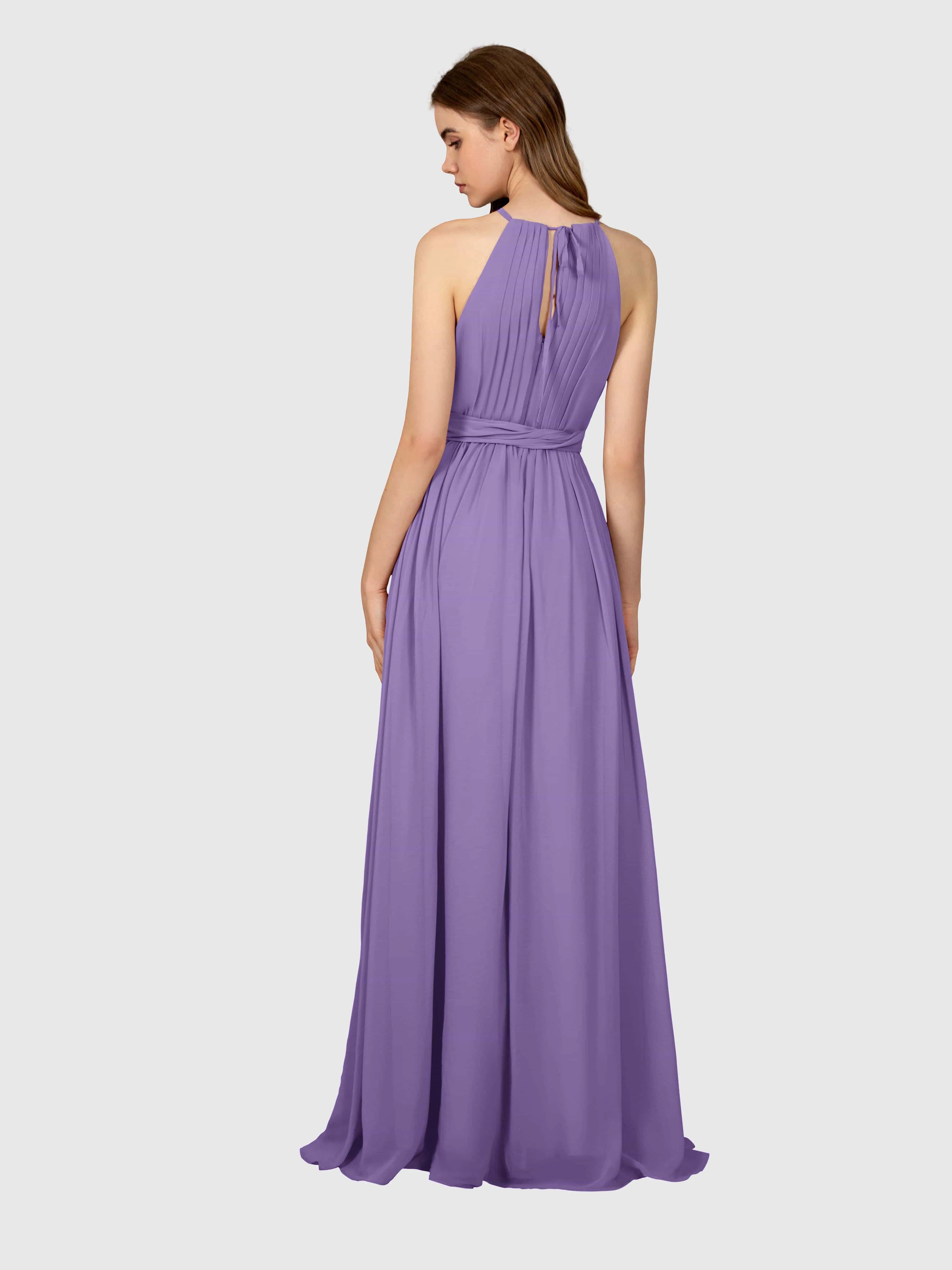 Emma Flowy Sleeveless Halter Chiffon Bridesmaid Dresses