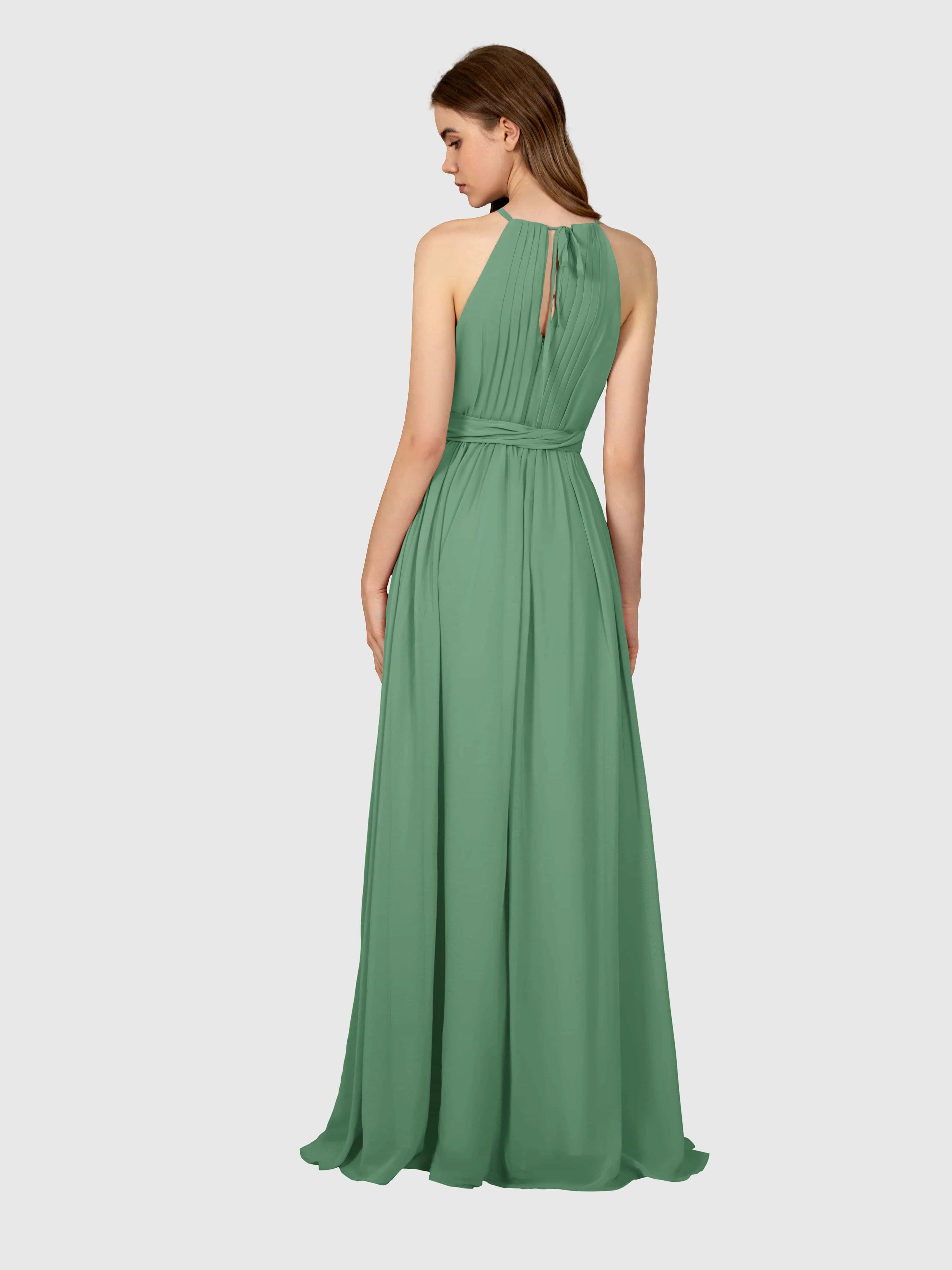 Emma Flowy Sleeveless Halter Chiffon Bridesmaid Dresses