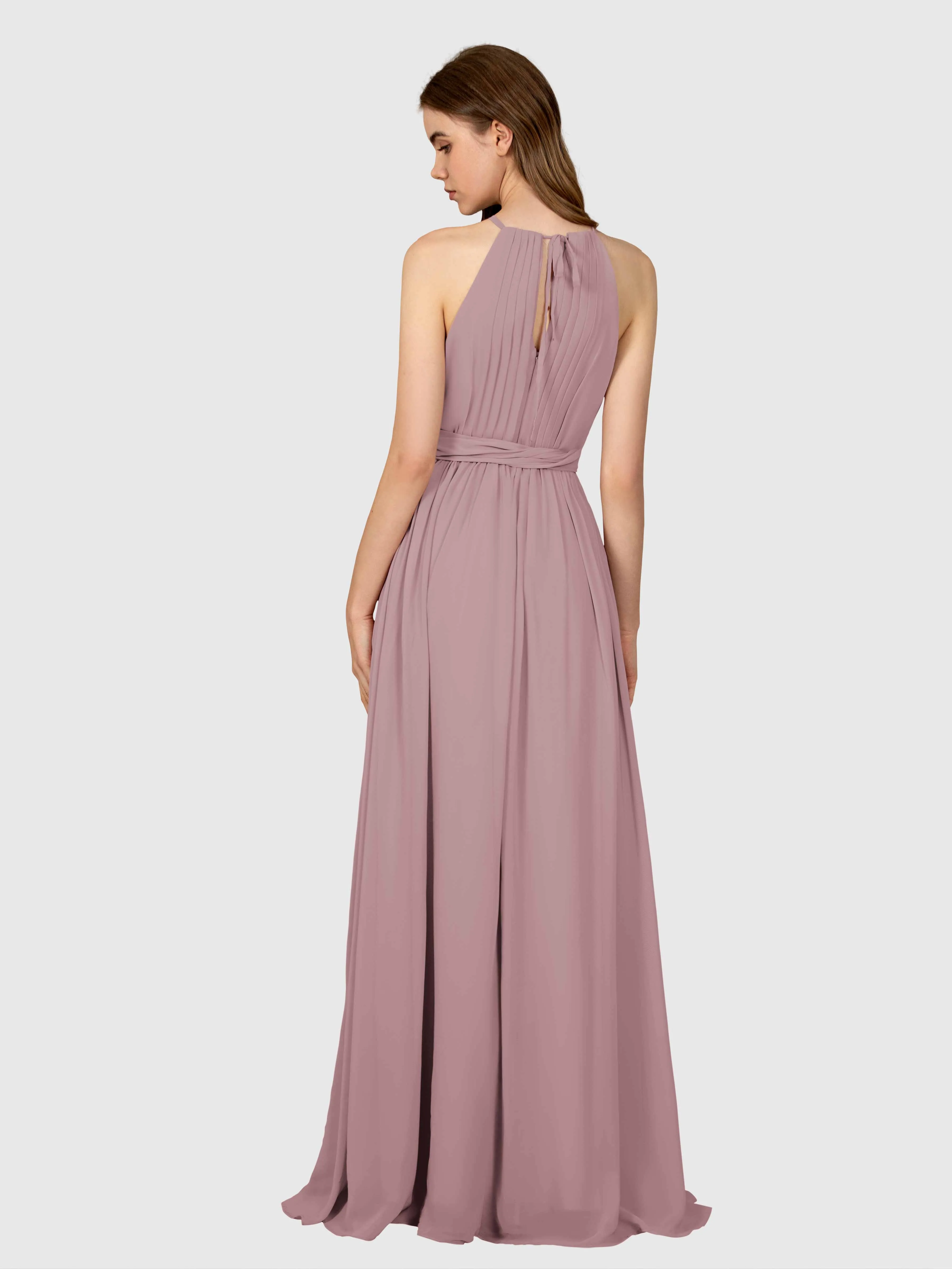 Emma Flowy Sleeveless Halter Chiffon Bridesmaid Dresses