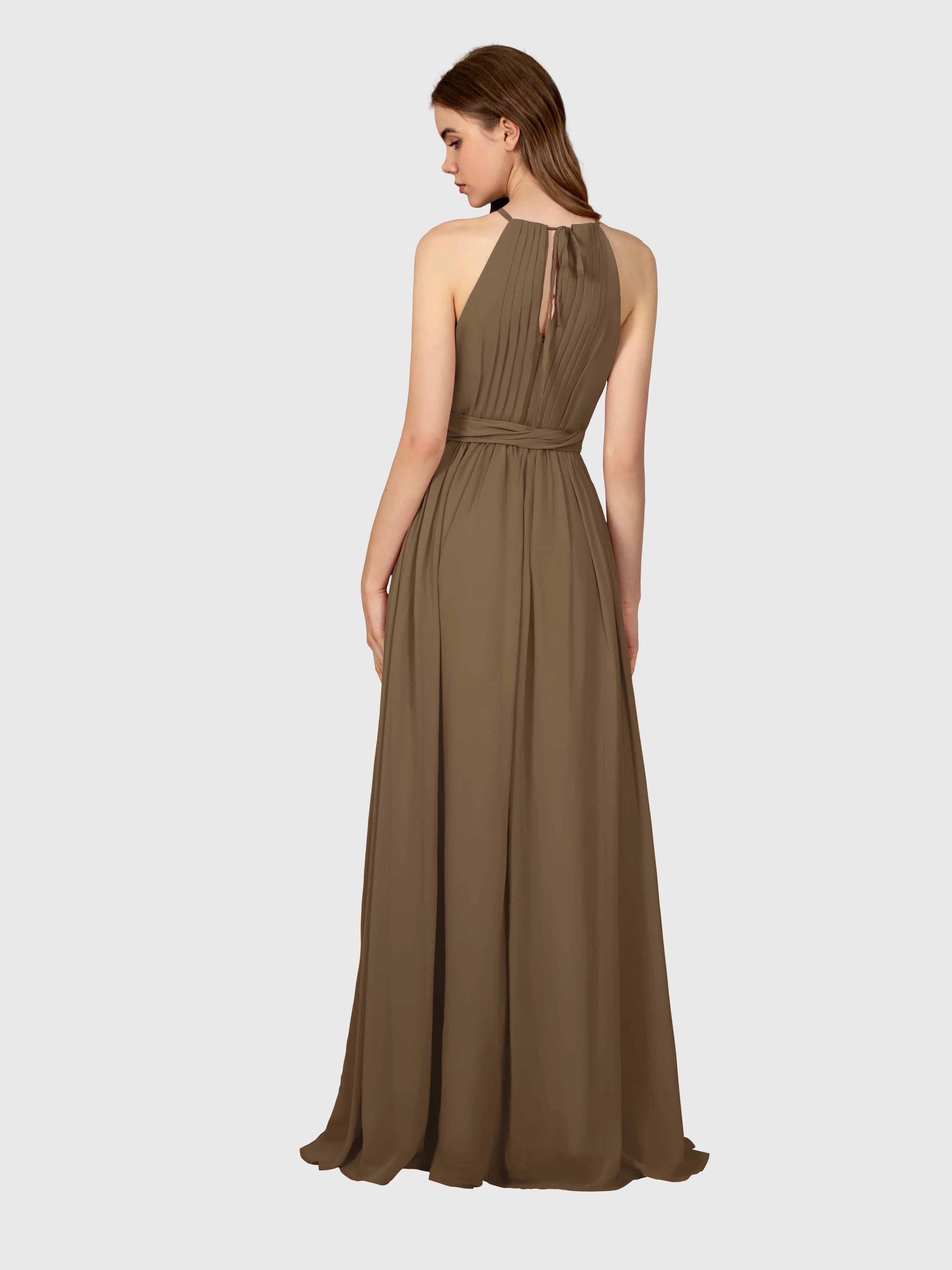 Emma Flowy Sleeveless Halter Chiffon Bridesmaid Dresses