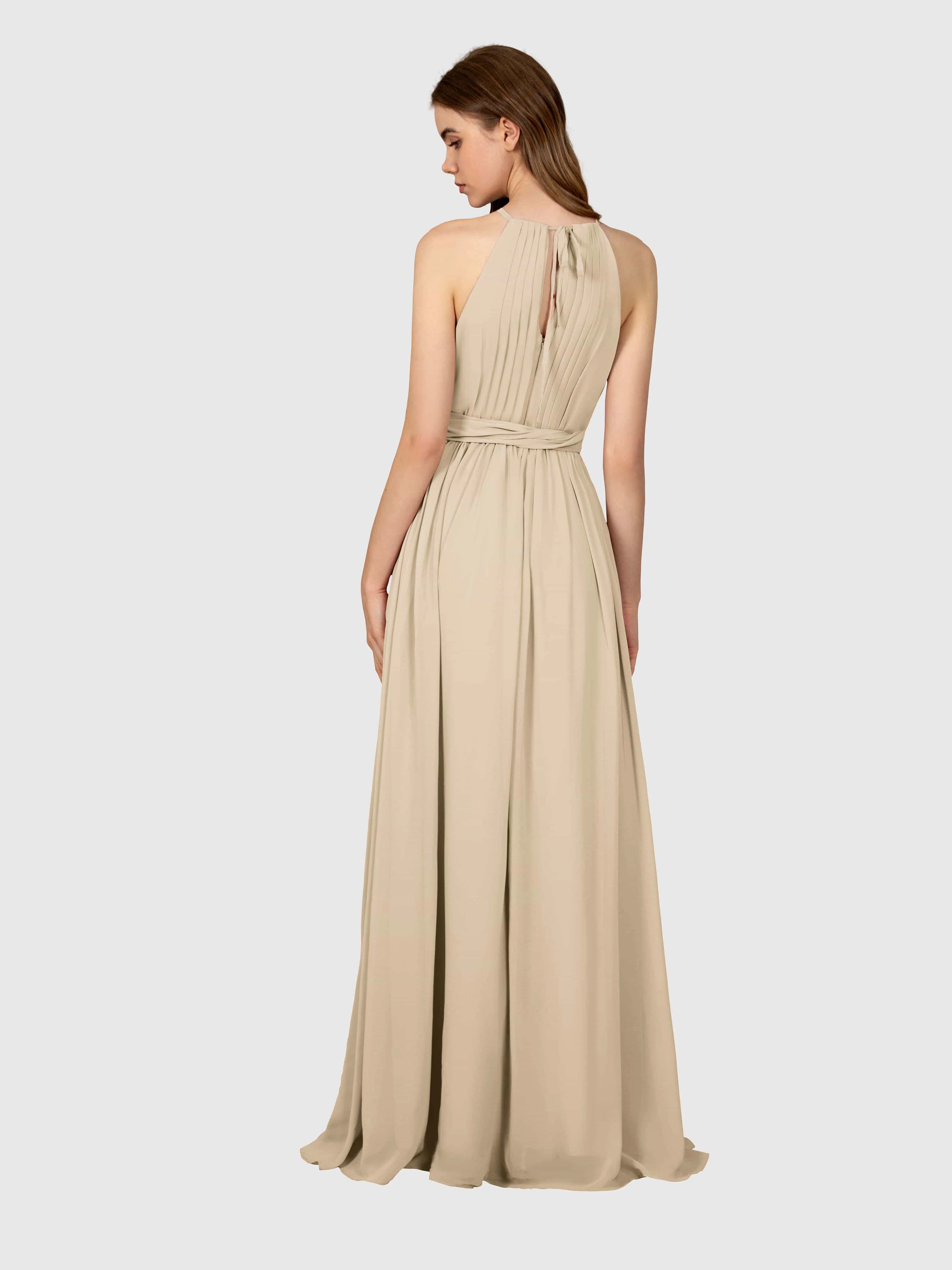 Emma Flowy Sleeveless Halter Chiffon Bridesmaid Dresses