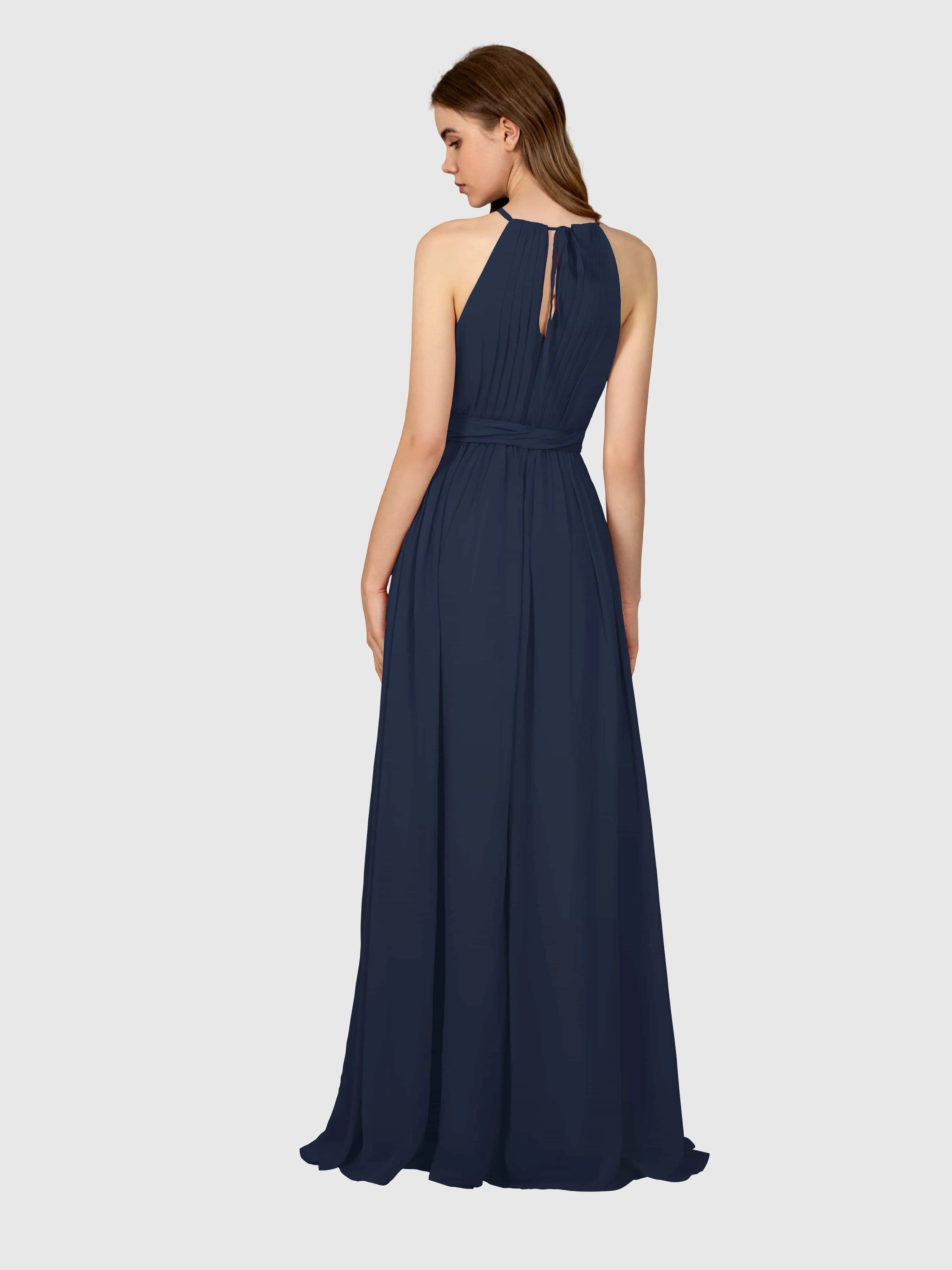 Emma Flowy Sleeveless Halter Chiffon Bridesmaid Dresses