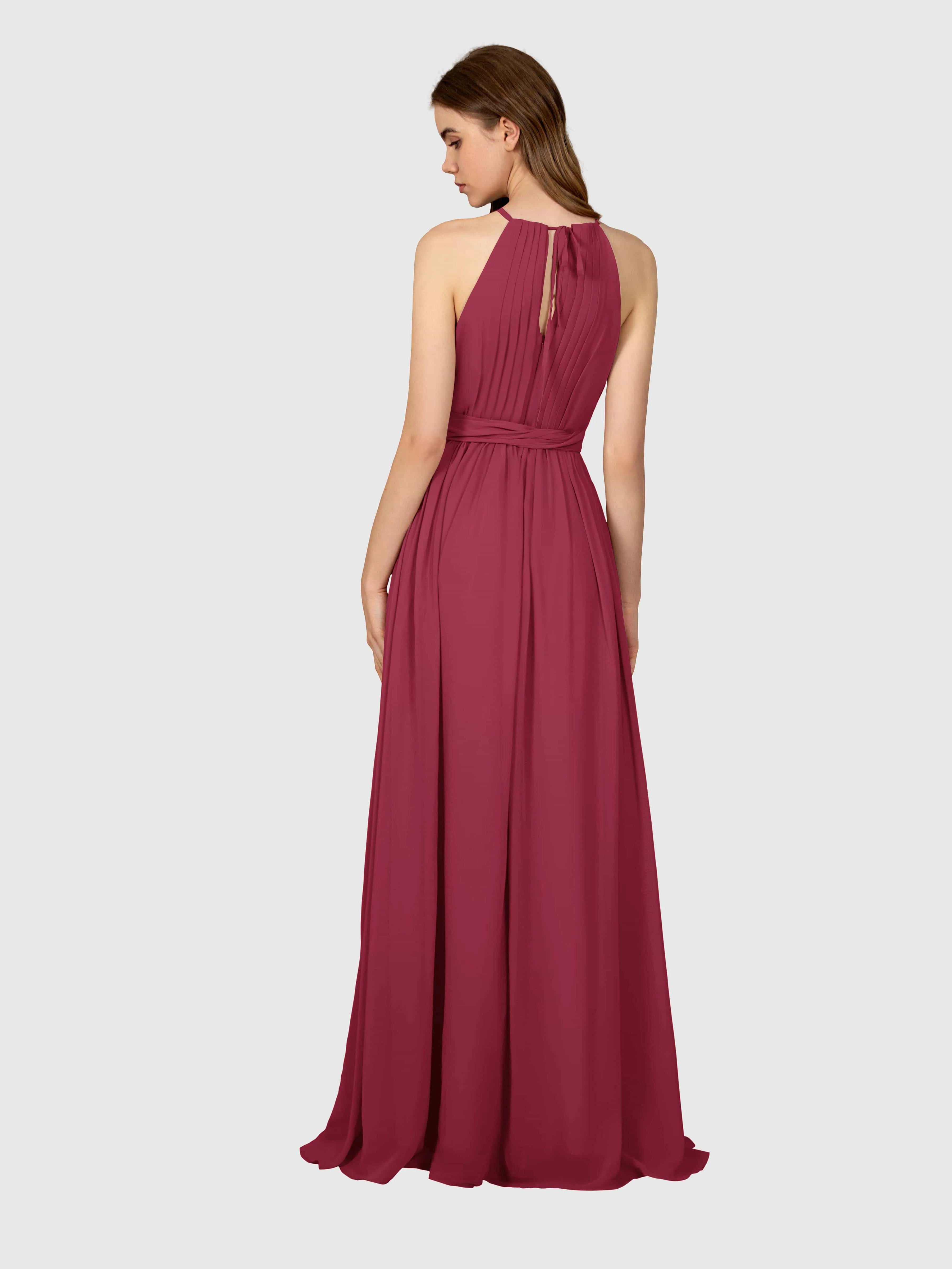 Emma Flowy Sleeveless Halter Chiffon Bridesmaid Dresses