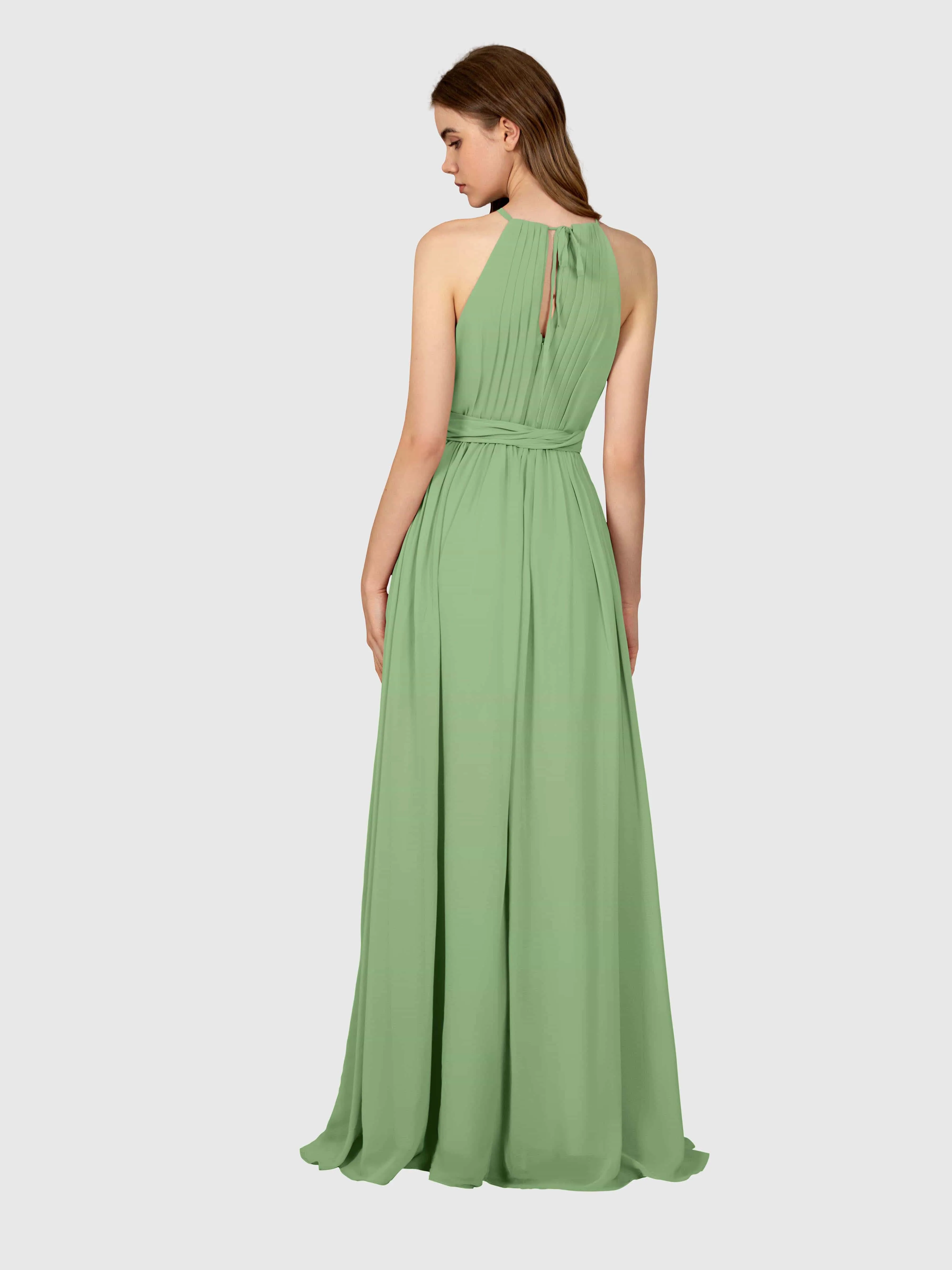 Emma Flowy Sleeveless Halter Chiffon Bridesmaid Dresses