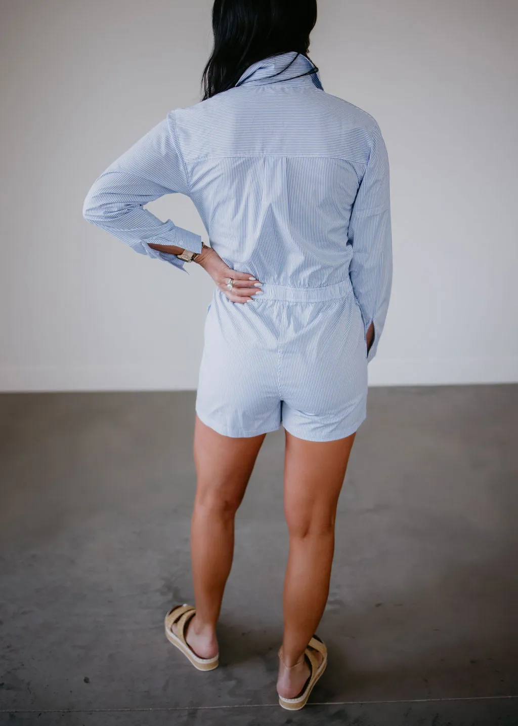 Erin Striped Button Down Romper