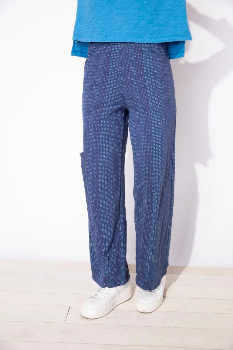 Escape by Habitat Cotton Navy Stripe Slub Pocket Flood Pant