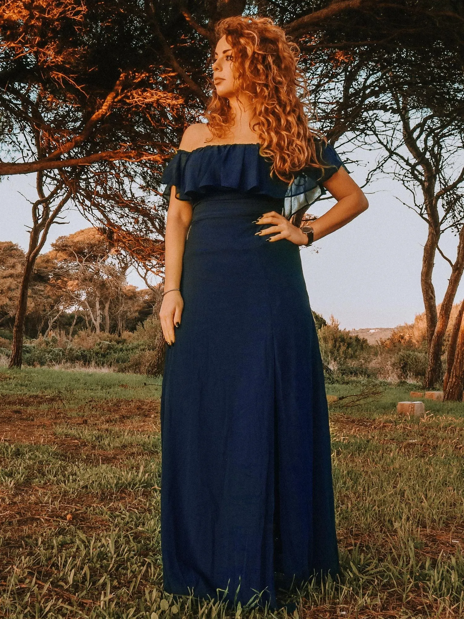 Ever-Pretty Women's Elegant Off Shoulder Ruffles High Split Bridesmaids Dress EP07171