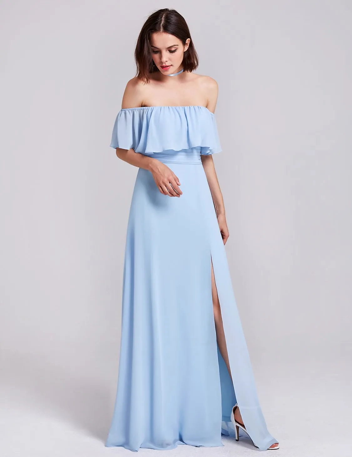 Ever-Pretty Women's Elegant Off Shoulder Ruffles High Split Bridesmaids Dress EP07171