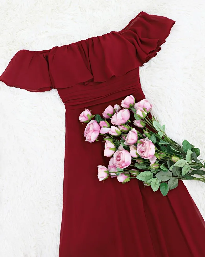 Ever-Pretty Women's Elegant Off Shoulder Ruffles High Split Bridesmaids Dress EP07171