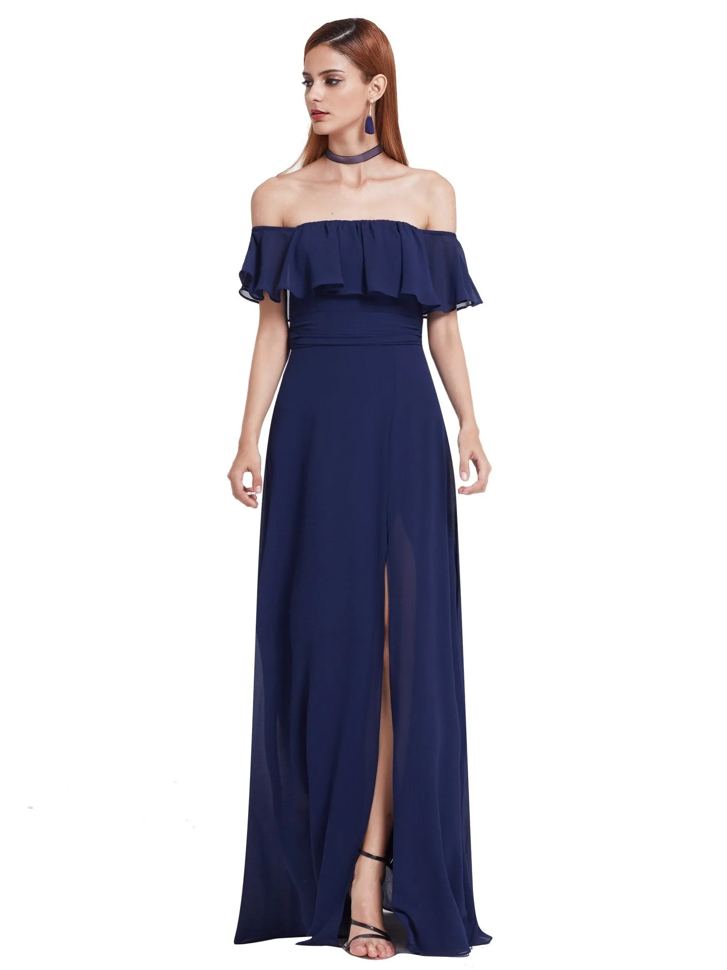 Ever-Pretty Women's Elegant Off Shoulder Ruffles High Split Bridesmaids Dress EP07171