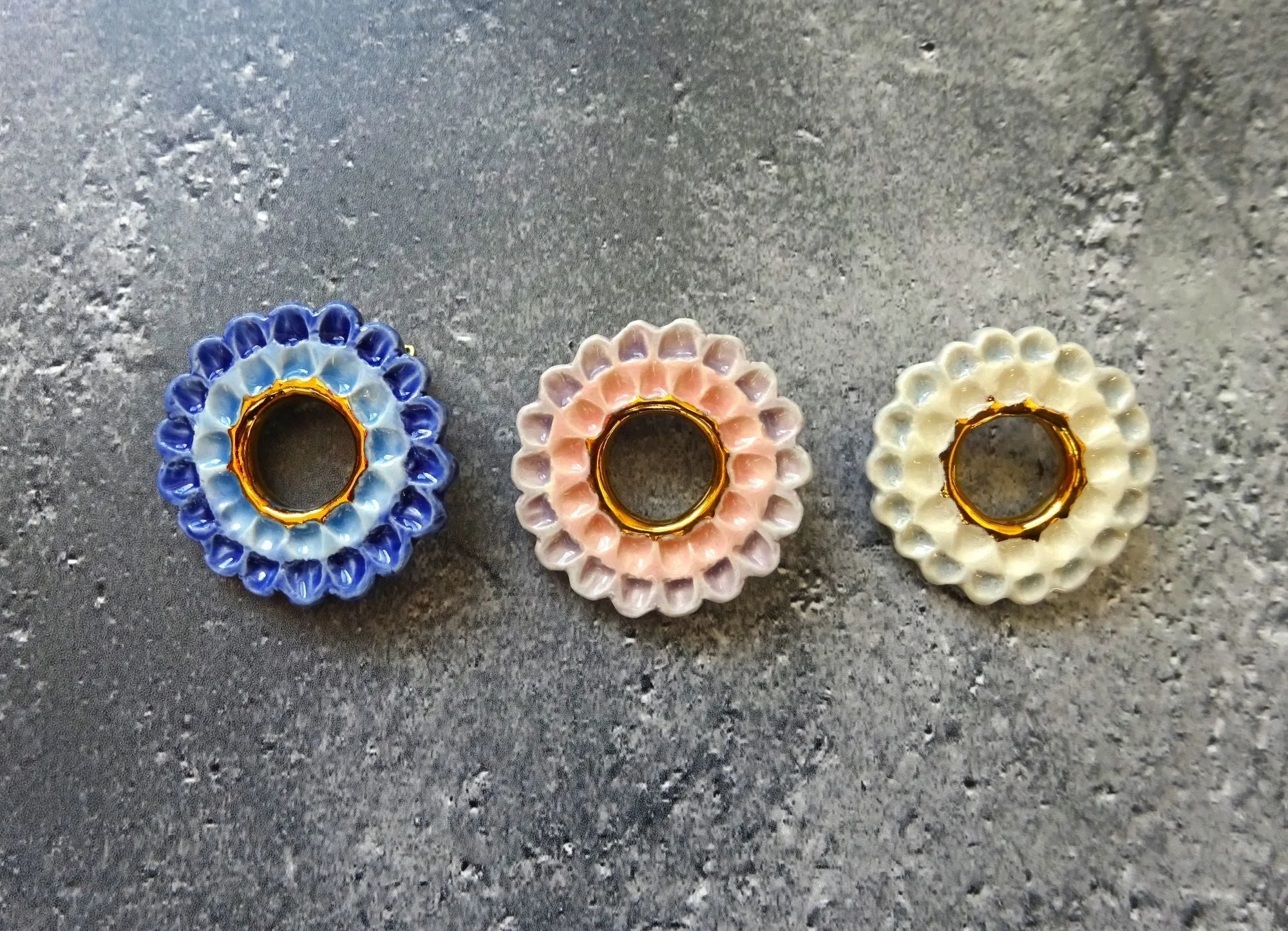 Flower Brooch Dahlia Light Blue   Blue