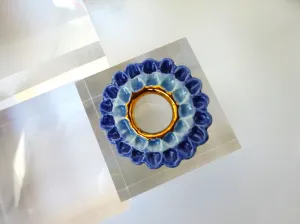 Flower Brooch Dahlia Light Blue   Blue