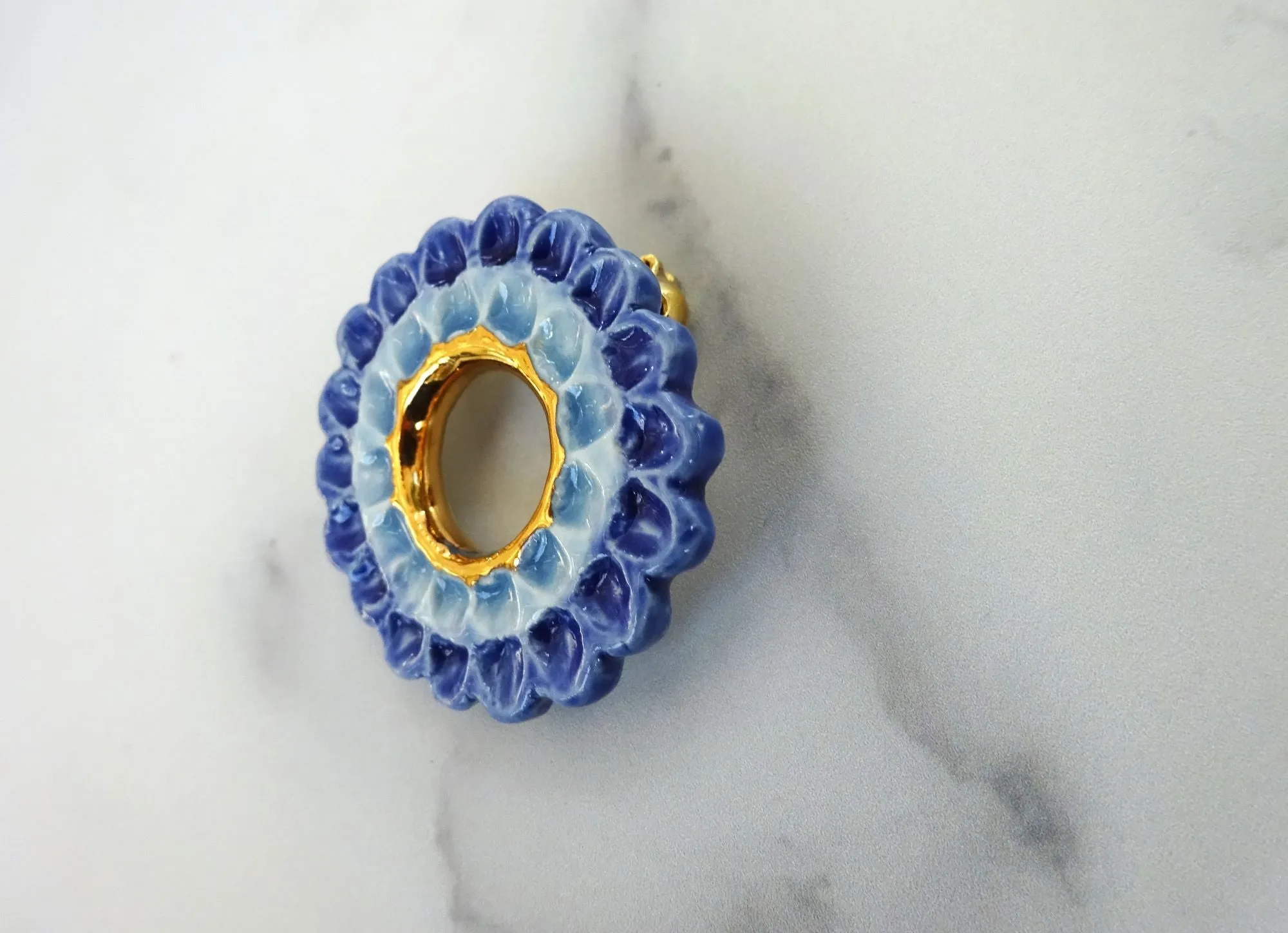 Flower Brooch Dahlia Light Blue   Blue