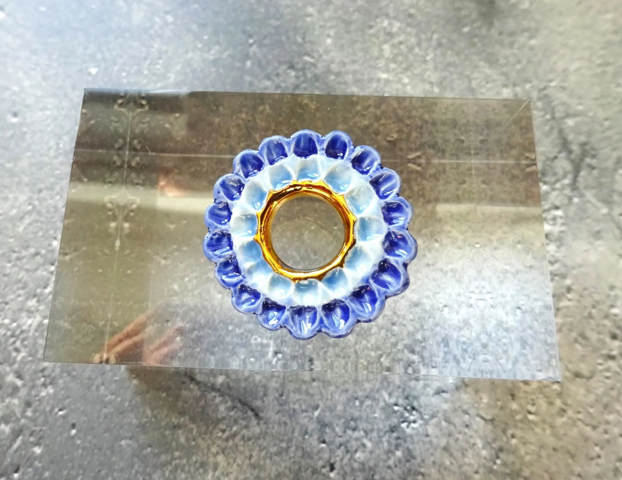 Flower Brooch Dahlia Light Blue   Blue