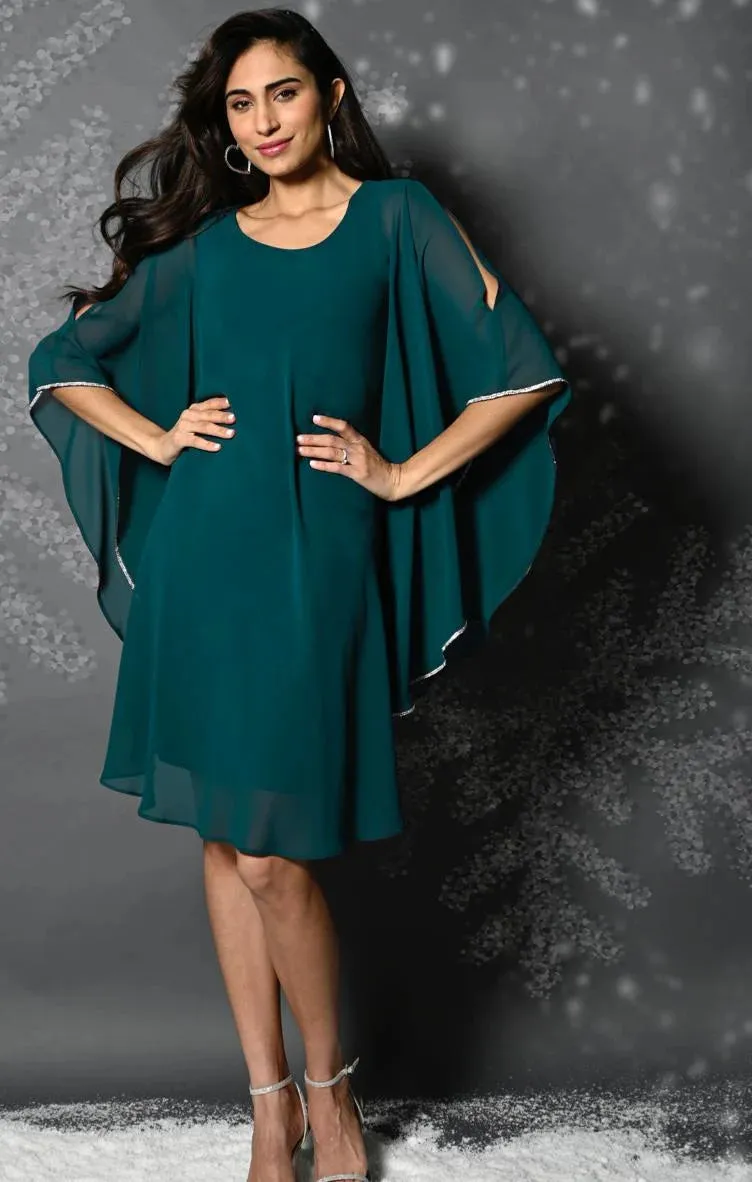 Frank Lyman - Chiffon Overlay Dress - 229119 - Blue or Spruce