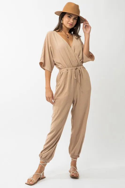 GILLI Dolman Sleeve Surplice Jumpsuit