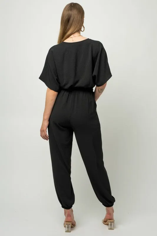GILLI Dolman Sleeve Surplice Jumpsuit
