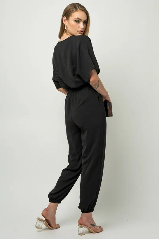 GILLI Dolman Sleeve Surplice Jumpsuit