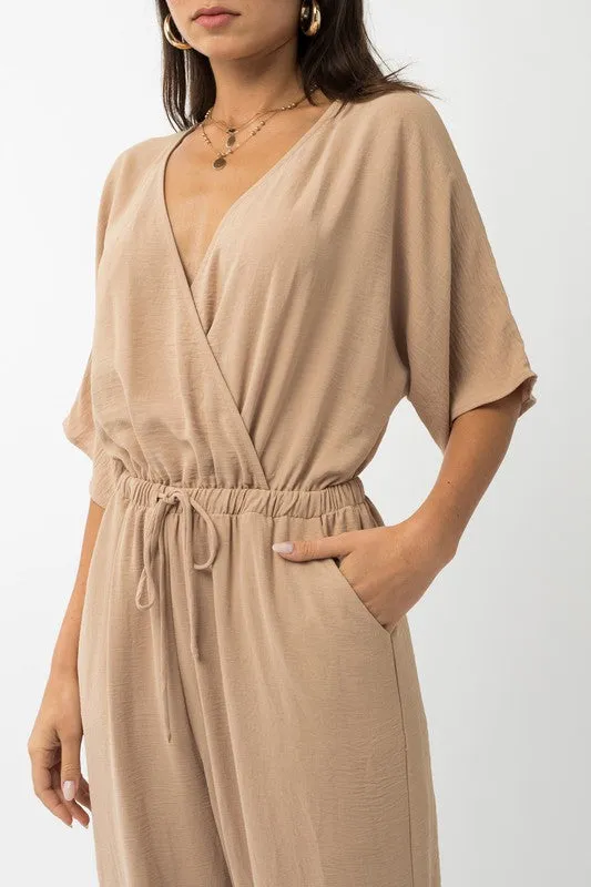 GILLI Dolman Sleeve Surplice Jumpsuit