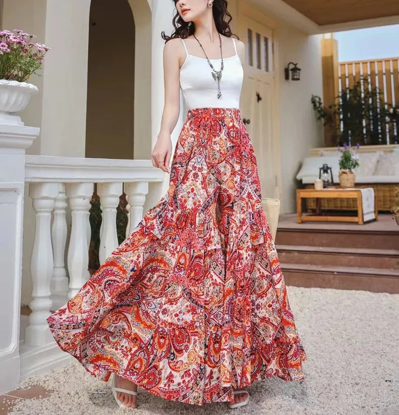 Gypsy Kiss Bohemian Floral Print Wide Leg Bottoms