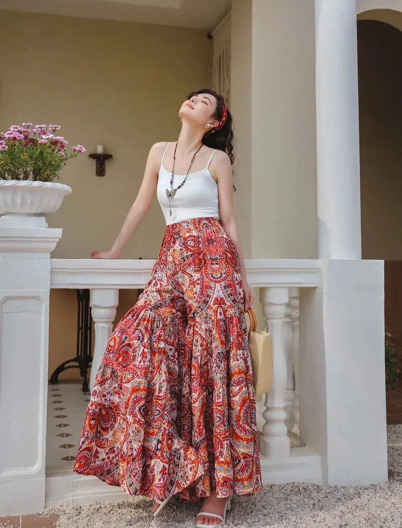Gypsy Kiss Bohemian Floral Print Wide Leg Bottoms