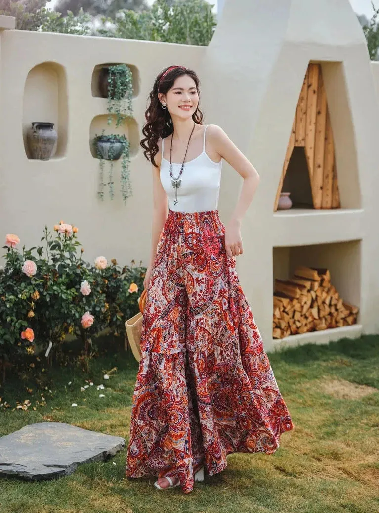 Gypsy Kiss Bohemian Floral Print Wide Leg Bottoms