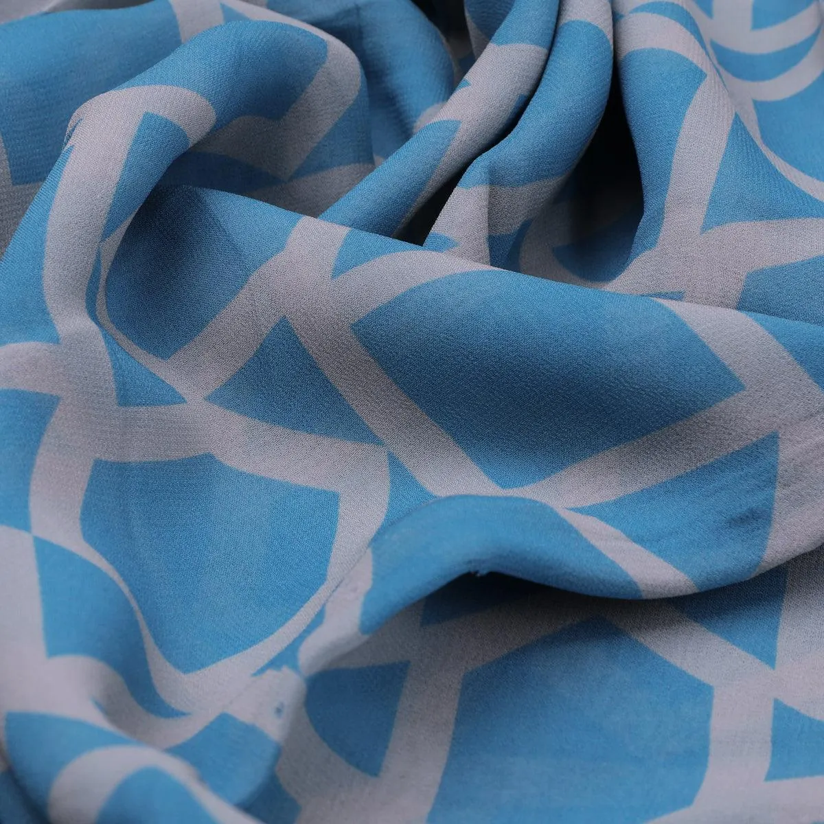 Harlequin Square And Hexagon Digital Printed Fabric - Pure Georgette