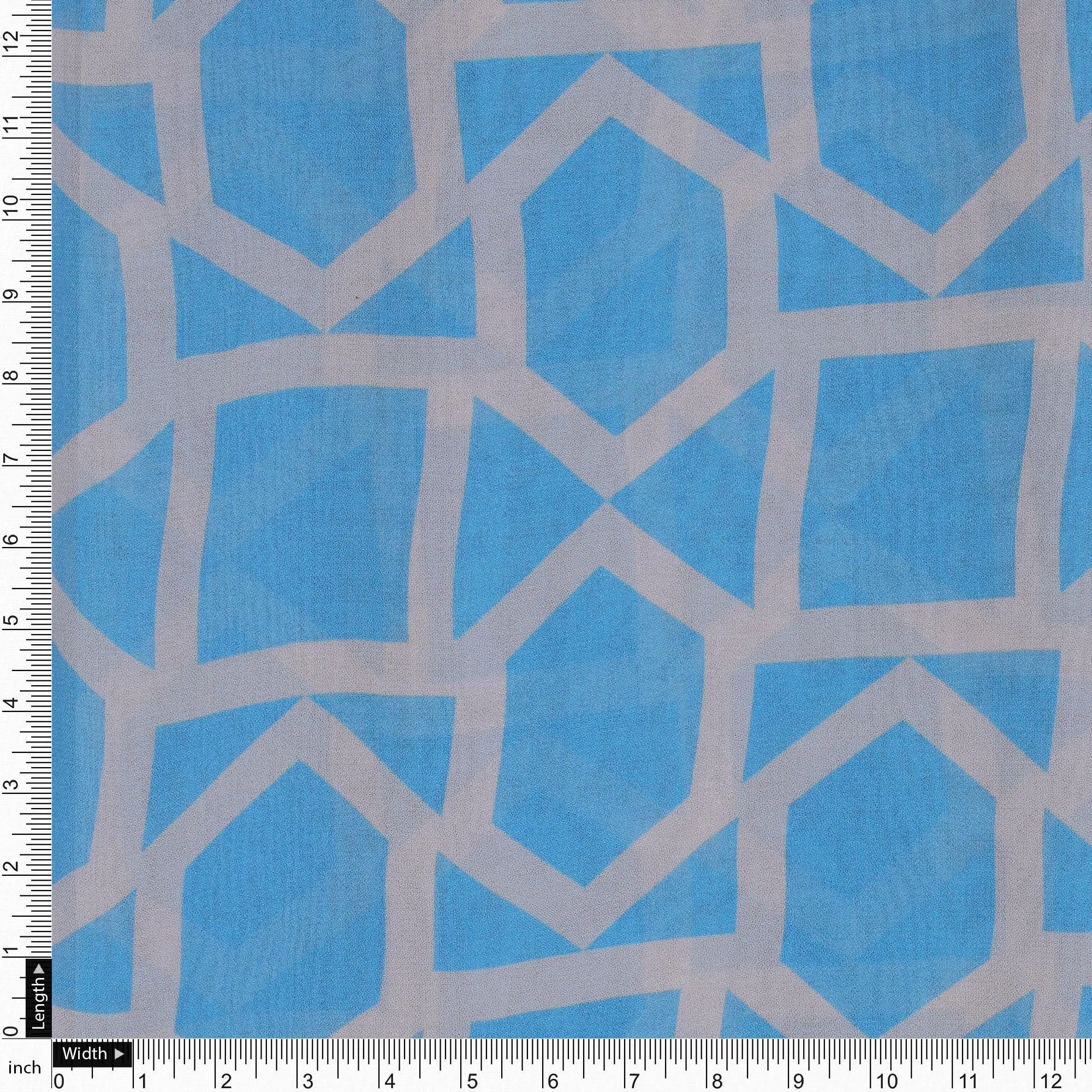 Harlequin Square And Hexagon Digital Printed Fabric - Pure Georgette