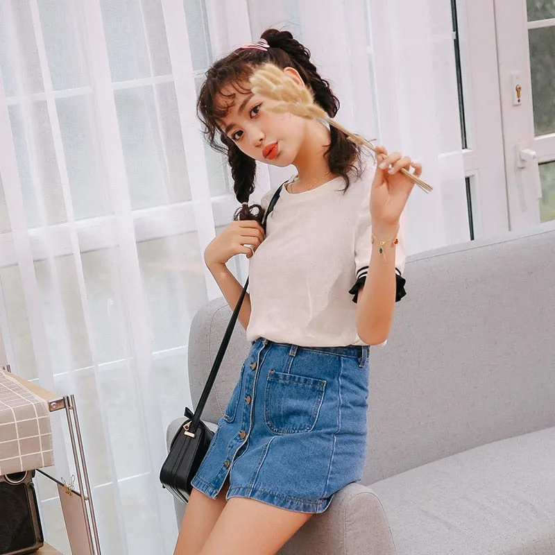 High Waist A-line Mini Skirt