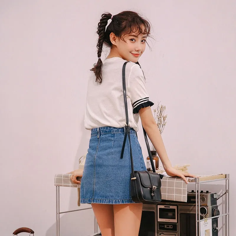 High Waist A-line Mini Skirt