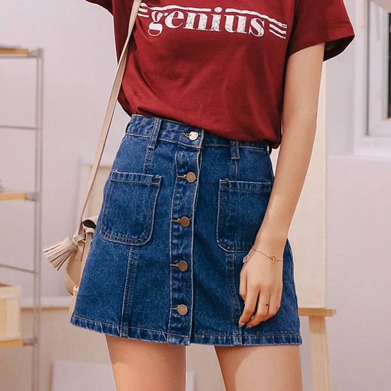 High Waist A-line Mini Skirt
