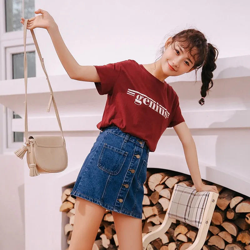High Waist A-line Mini Skirt