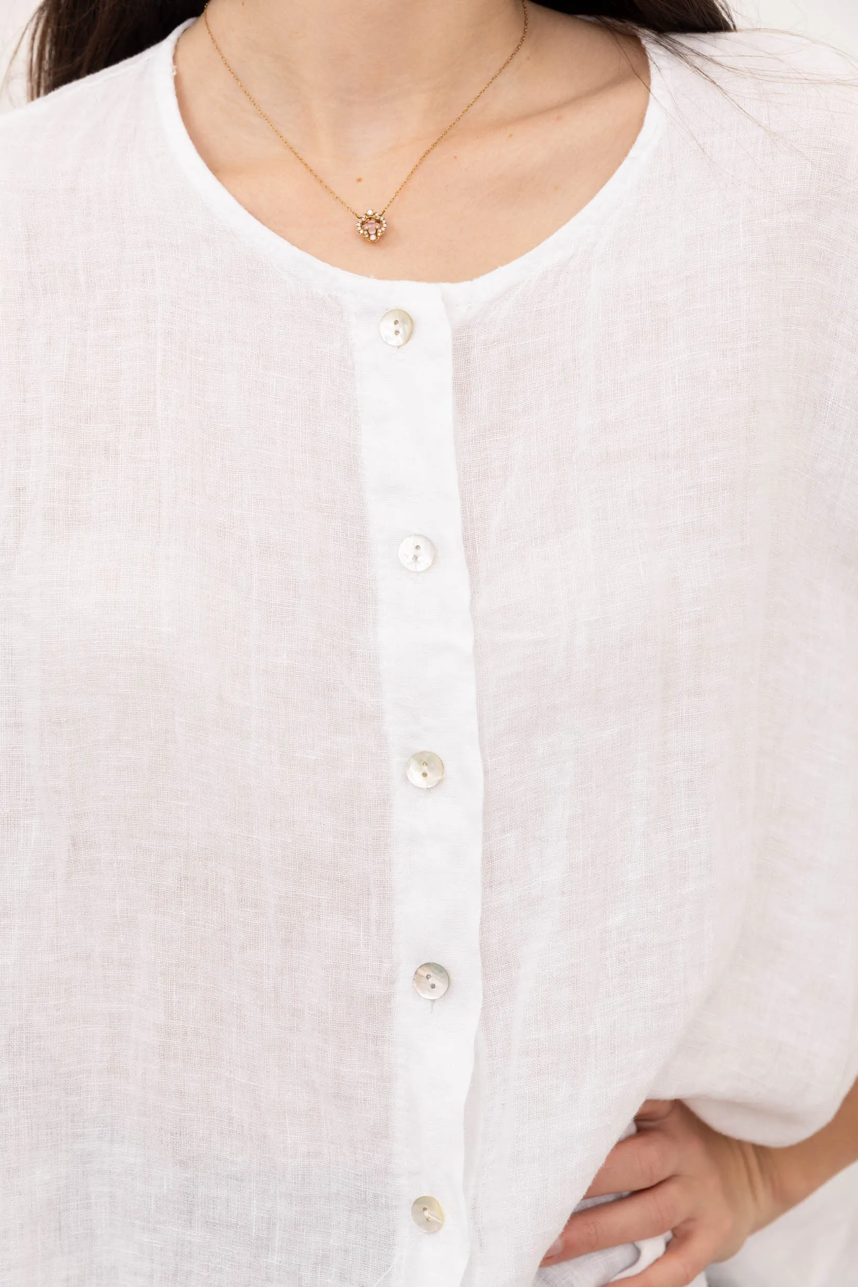 Italian Over Size Button Fronted Collarless Top One Size