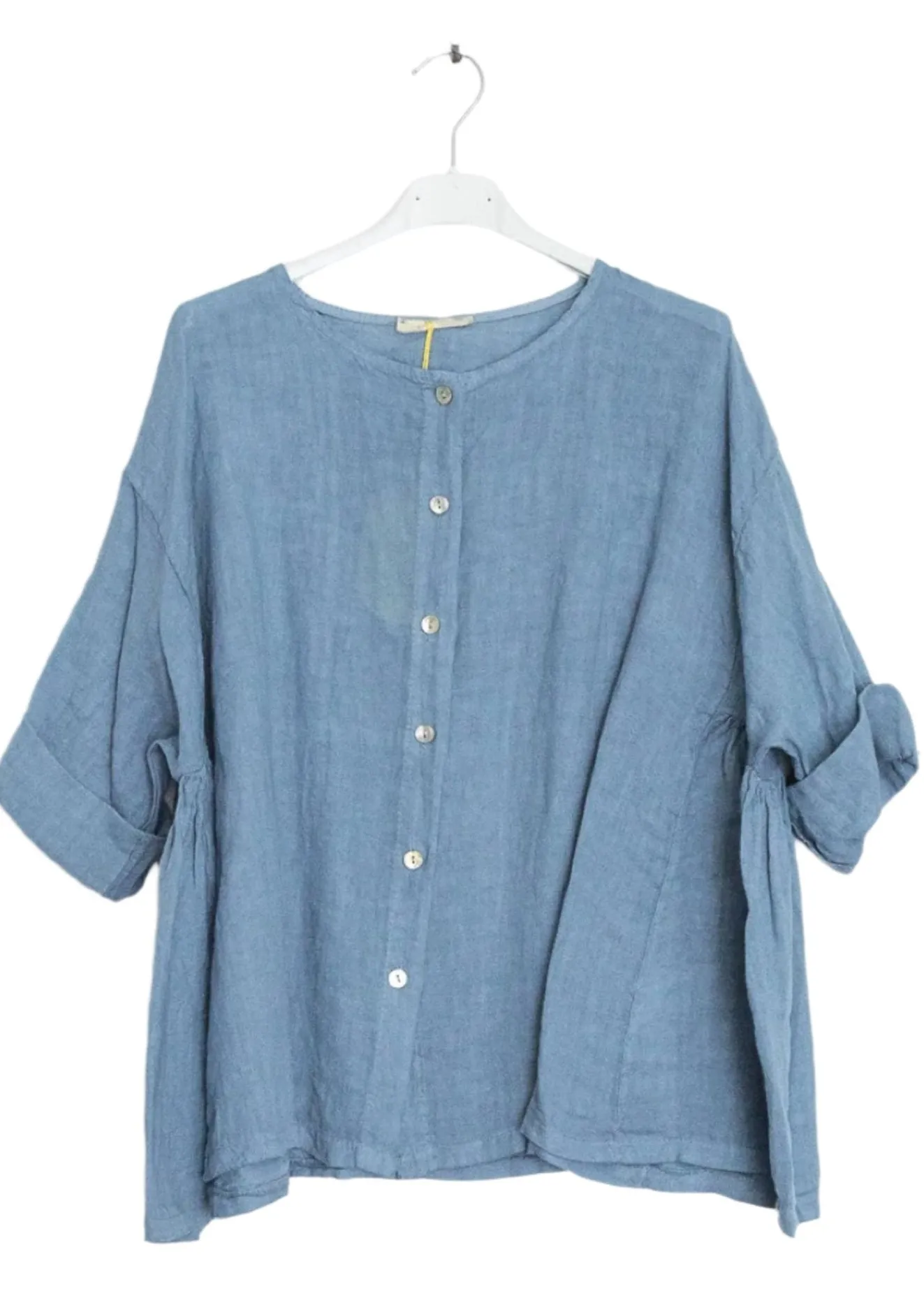 Italian Over Size Button Fronted Collarless Top One Size