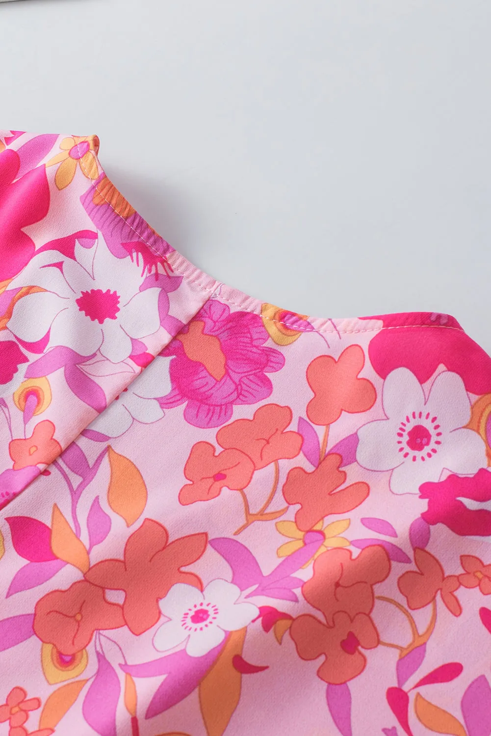 Kaiya Floral Print Ruffled Half Sleeve Plus Size Babydoll Blouse by Threaded Pear