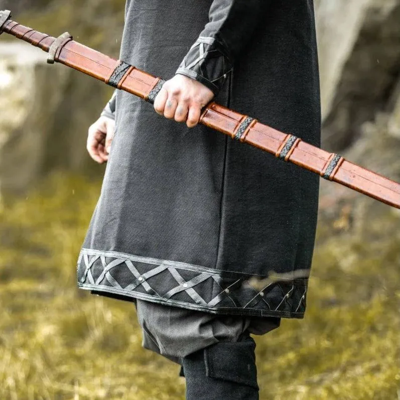 LIMITED EDITION Viking Tunic - Black with Leather Trim & Rivets