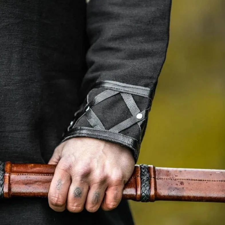 LIMITED EDITION Viking Tunic - Black with Leather Trim & Rivets