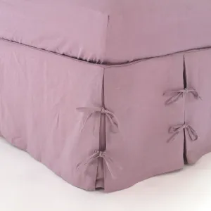 Linen Knotted Bed Skirt - lilac