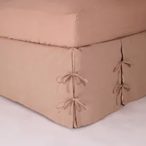 Linen Knotted Bed Skirt - nude