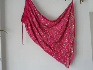 Long, crushed cotton pink skirt. Indian maxi, mirror work skirt. Crinkled gypsy skirt. Ethnic, boho skirt. From Artikrti.