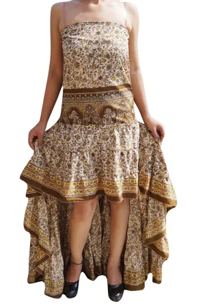 MAxi Dress Strapless Floral Hi Low Dresses Recycled M/L